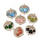 Brass Micro Pave Clear Cubic Zirconia and Glass Oval Connector Charms, Real 18K Gold Plated, Rack Plating, Long-Lasting Plated, Cadmium Free & Lead Free, Mixed Color, 25x22.5x4mm, Hole: 1.4mm