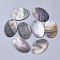 Black Lip Shell Pendants, Oval, Black, 30x20.5x1~2mm, Hole: 1.6mm