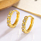 S925 Sterling Silver Geometric Circle Hoop Earrings, with Clear Cubic Zirconia, Golden, 11x1.2mm