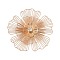 Brass Bead Caps, with Rhinestone, Etched Metal Embellishments, Cadmium Free & Nickel Free & Lead Free, Flower, Light Gold, 36.5x36x4mm