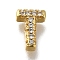 Rack Plating Brass Micro Pave Clear Cubic Zirconia Beads, Long-Lasting Plated, Cadmium Free & Lead Free, Real 18K Gold Plated, Letter T, 8x6x3mm, Hole: 0.8mm