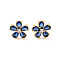 Rack Plating Brass Micro Pave Cubic Zirconia Stud Earrings, Long-lasting Plated, Flower, Platinum, Prussian Blue, 14x14mm