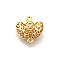Brass Connector Charms, Hollow Heart Links, Cadmium Free & Nickel Free & Lead Free, Real 18K Gold Plated, 13x13.5x6mm, Hole: 1.2mm