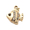 UV Plating Alloy Rhinestone Pendants, Fish Charms, Golden, 20x16x3.5mm, Hole: 1.8mm