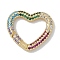 Rack Plating Brass Micro Pave Cubic Zirconia Twister Clasps, Cadmium Free & Lead Free, Long-Lasting Plated, Real 18K Gold Plated, Heart, Colorful, 20x22x3mm