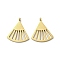 304 Stainless Steel Pendants, Fan Charms, Real 14K Gold Plated, 17.5x15x1mm, Hole: 1.5mm