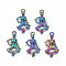 Rainbow Color Alloy Pendants, Cadmium Free & Lead Free, Skull, 25x14.5x3mm, Hole: 1.8mm