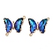 Brass Pave Faceted Glass Connector Charms, Cadmium Free & Nickel Free & Lead Free, Golden Tone Butterfly Links, Medium Blue, 20x22x5mm, Hole: 1.2mm