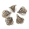 Brass Fancy Bead Caps, Filigree, Flower, 3-Petal, Antique Bronze Color, about 24mm wide, 29mm wide, hole: 1.2mm