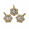 Rack Plating Eco-Friendly Brass Micro Pave Cubic Zirconia Pendants, Long-Lasting Plated, Lead Free & Cadmium Free, Real 18K Gold Plated, Hexagon with Greece Coin Charm, Antique Golden, 26x21x3mm, Hole: 3x5mm