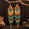 Bohemian Style Tassel Dangle Earrings, with Eye Pattern and Glass Beads, Platinum, Yellow, 145x32mm
