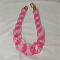 Frosted Acrylic Chunky Twisted Chain Necklacs for Women, with Metal Clasps, Golden, Hot Pink, 19.69 inch(50cm)