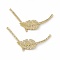 Brass Micro Pave Cubic Zirconia 2-Loop Pendants, Leaf Charms, Real 18K Gold Plated, Cadmium Free & Nickel Free & Lead Free, 24x44x2mm, Hole: 0.8mm