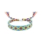 Rhombus Polyester Braided Cord Bracelet, Ethnic Tribal Adjustable Bohemia Bracelet, Light Sky Blue, 7-1/8 inch(18cm)