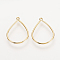 Brass Pendants, Nickel Free, Real 18K Gold Plated, teardrop, 18x13x1mm, Hole: 1mm