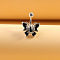 316L Surgical Stainless Steel Black Cubic Zirconia Butterfly Curved Barbell Belly Rings, Stainless Steel Color, Butterfly, 10mm, Pin: 1.6mm