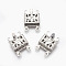 Tarnish Resistant 201 Stainless Steel Multi-Strand Box Clasps, Square, Stainless Steel Color, 15x10x3mm, Hole: 1mm