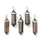 Natural Bronzite Pointed Pendants, with Platinum Tone Brass Findings, Bullet, 39.5x12x11.5mm, Hole: 4.5x2.8mm