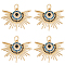 6Pcs Brass Cubic Zirconia Pendants, Long-Lasting Plated, with Jump Ring, Sun Charm, Real 18K Gold Plated, 18.5x24.5x4mm, Hole: 3mm