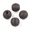 Painted Natural Wood Beehive Beads, Round, Coconut Brown, 12x11mm, Hole: 3mm