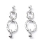 Rack Plating Brass Pave Clear Cubic Zirconia Fold Over Clasps, Cadmium Free & Nickel Free & Lead Free, Long-Lasting Plated, Oval, Real Platinum Plated, 54x16.5x6mm