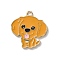 Alloy Enamel Pendants, Dog, Light Gold, Dark Orange, 25.5x23x1.2mm, Hole: 2mm