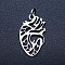 Non-Tarnish 201 Stainless Steel Pendants, Anatomical Organ Heart Shape, with Unsoldered Jump Rings, Stainless Steel Color, 20x12x1mm, Hole: 3mm, Jump Ring: 5x0.8mm