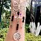 Teardrop Glass & Metal Butterfly Pendant Decorations, Hanging Suncatchers, with Natural Garnet Chips, for Home Decoration, Moon/Star/Sun, 230mm