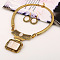 Alloy Rectangle Pendant Necklace & Flat Round Dangle Earring Sets, White, 400mm