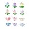 12Pcs 2 Styles Tulip & Butterfly Transparent Glass Pendants, with Platinum Brass Loop, Mixed Color, 18x13.5x5.5mm, Hole: 1.8mm, 6pcs/style