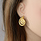 Stylish 304 Stainless Steel Conch Stud Earrings, Real 18K Gold Plated, 28x21mm