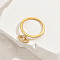Brass Micro Pave Cubic Zirconia Finger Rings for Women, Evil Eye Dangle Charm Ring, Golden, US Size 7(17.3mm)