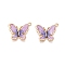 Rack Plating Alloy Enamel Pendants, Cadmium Free & Nickel Free & Lead Free, Light Gold, Butterfly Charm, Plum, 23.5x21x3mm, Hole: 1.2mm