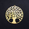 201 Stainless Steel Pendants, Circle with Tree of Life, Golden, 47x45x1mm, Hole: 1.6mm