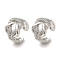 Rack Plating Brass Micro Pave Clear Cubic Zirconia Knot Cuff Earrings for Women, Cadmium Free & Lead Free, Long-Lasting Plated, Platinum, 15.5x10.5mm