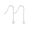 Tarnish Resistant 316 Surgical Stainless Steel Earring Hooks, with Horizontal Loops, Stainless Steel Color, 28mm, Hole: 1.8mm, 21 Gauge, Pin: 0.7mm
