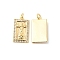 Brass Micro Pave Clear Cubic Zirconia Pendants, Cadmium Free & Nickel Free & Lead Free, Rectangle Charms with Religion Jesus, Real 18K Gold Plated, 21x12x3mm, Hole: 3mm