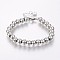 Tarnish Resistant 304 Stainless Steel Bracelets with 201 Stainless Round Beads, with Lobster Clasp, Stainless Steel Color, 6-3/4 inch(170mm), 8mm
