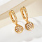 Chic Grid Brass Clear Cubic Zirconia Flat Round Hoop Earrings, Golden, 20x13mm