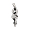Brass Micro Pave Cubic Zirconia Pendants, with Enamel, Snake, 27x8.5x3mm, Hole: 5x3mm