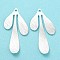 Brass Pendants, Cadmium Free & Lead Free, Leaf Charm, 925 Sterling Silver Plated, 35.5x17x0.5mm, Hole: 1.5mm