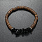 Natural Obsidian Chips & Coconut Disc Beaded Stretch Bracelet, Bohemian Wristband for Women,