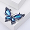 Butterfly Alloy Rhinestone Brooches, Capri Blue, 60x45mm