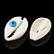 Cowrie Shell Beads, with Enamel, No Hole/Undrilled, Eye, Deep Sky Blue, 20~25x14~16x5~7mm