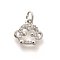 Rack Plating Brass Micro Pave Cubic Zirconia Pendants, Long-Lasting Plated, Lead Free & Cadmium Free, Zodiac Signs Charms, with Jump Ring, Monkey, 10.5x11x2mm
