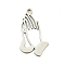 Non-Tarnish 201 Stainless Steel Pendants, Praying Hands Charm, Laser Cut, Stainless Steel Color, 22x12x1mm, Hole: 1.5mm