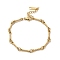 Ion Plating(IP) 304 Stainless Steel Twist Bar Link Bracelet for Women, Real 14K Gold Plated, 6-3/8 inch(16.2cm)