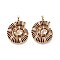 Brass Micro Pave Clear Cubic Zirconia Enamel Pendants, Conch Shape, Real 18K Gold Plated, Coconut Brown, 30x24x4mm, Hole: 5x2mm