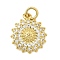 Brass Micro Pave Cubic Zirconia Pendants, Flower Charms, with Jump Ring, Lead Free & Cadmium Free, Long-Lasting Plated, Real 18K Gold Plated, Rack Plating, Clear, 14x12.5x3mm, Hole: 2mm