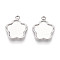 304 Stainless Steel Pendant Cabochon Settings, Flower, Stainless Steel Color, Tray: 10.7x11.5mm, 16.1x13.7x2.1mm, Hole: 1.6mm